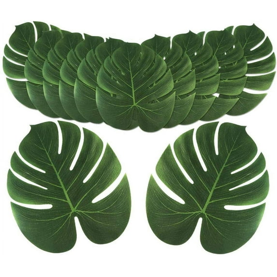 Dalrosia 24PCS Artificial Tropical Palm Leaves, Faux Safari Leaves Monstera Fake Leaves, Hawaiian Luau Party Jungle Beach Theme Decorations for Birthday Party Safari Table Decorations Supplies