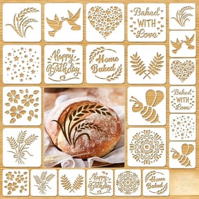 24PCS Artisan Bread Stencils for Sourdough Bread Stencils Baking Mold Set, Cakes, Cookies and Pie Baking Tools for Decorating, 12 Style(5.9 x 5.9 Inch, 3.9 x 3.9 Inch)