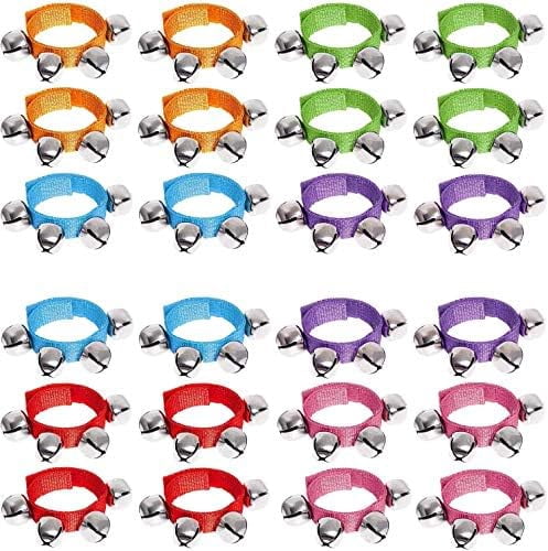 24PCS Band Wrist Bells Jingle Bells Instrument Percussion Musical Party Wrist Bells and Ankle Bells Birthday Gifts Favors Toys for Kids
