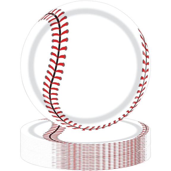 24PCS Baseball Party Paper Plates 7 Inch, Disposable Baseball Birthday Party Supplies Dessert Plates for Birthday Sports Event Decorations (Baseball)