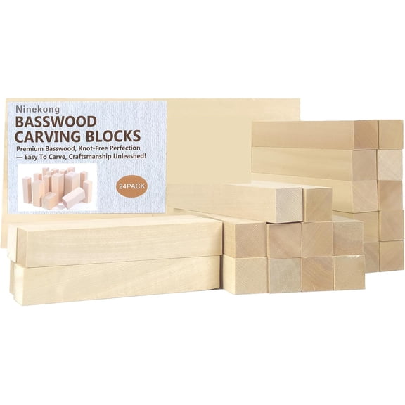 24PCS Basswood Carving Blocks,Whittling Wood Carving Kit,Soft Basswood for Carving(6"x1"x1")