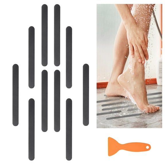 YDmeet 24 Pcs Gray 7.87x0.787 inch Bathtub Non Slip Stickers, Anti Mold Shower Floor Safety Decals with Scraper for Bathroom Floors