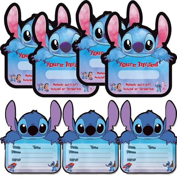 24PCS Big-Eared Alien Dog Invitations - Cute Cartoon Fill-in-the-Blank Invitations - Cartoon Themed Birthday Party Invitations, Party Supplies, and Decorations