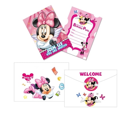 Yyzldj Birthday Party Invitation Cards Cartoon Theme With 24 Stickers and 24 Envelopes 24 Count