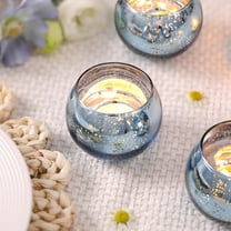 24PCS Blue Votive Candle Holders Bulk, Round Glass for Wedding Party Home Decor