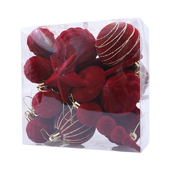 24PCS Bright Velvety Flocking Christmas Tree Holiday Decors For Homes Window Party Decoration