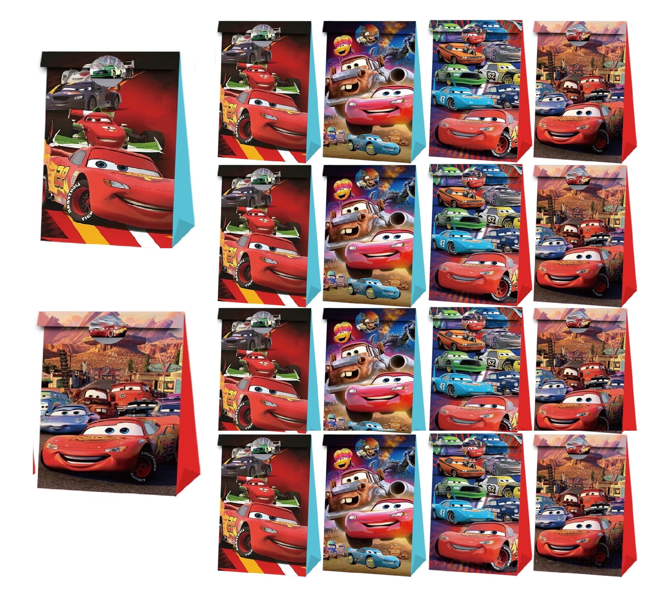 24PCS Cars Party Favor Candy Bags for Anime Themed Birthday Supplies Decor,Birthday Game Party Kraft Paper Goodie Gift Bag Decorations