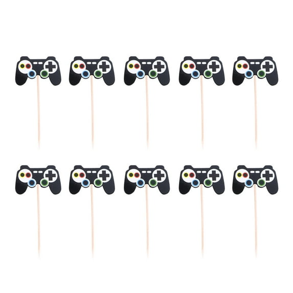 TABLZONE Game Cupcake Topper Gamepad Shaped Black Paper 24Pcs