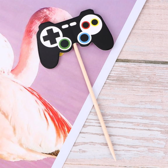 TABLZONE Game Cupcake Topper Gamepad Shaped Black Paper 24Pcs