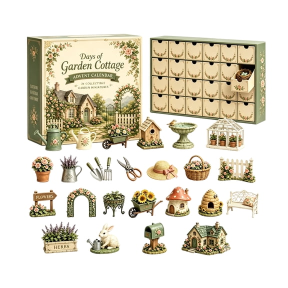24PCS Christmas 2D Garden Cottage Acrylic Gemstone Crystal Surprise Blind Box Collection Set, Surprise Unboxing Gift for Collectors, Party Favors and Stocking Stuffers