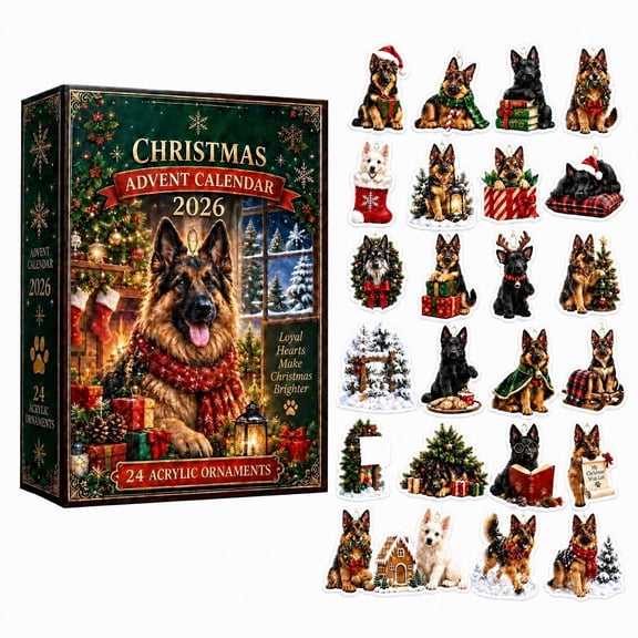 24PCS Christmas 2D German Advent Calendar Countdown Blind Box with Acrylic Hanging Ornaments, Surprise Unboxing Gift for Collectors, Party Favors and Stocking Stuffers
