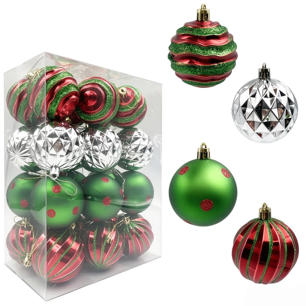 24PCS Christmas Ball Ornaments, 2.36 in Shatterproof Xmas Tree ...