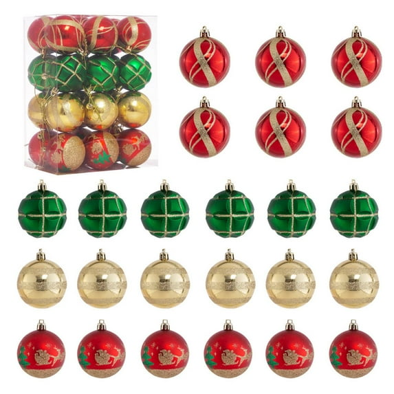 24PCS Christmas Ball Ornaments, 2.36 in Shatterproof Xmas Tree Decorations, Plastic Baubles for Holiday, Party, Wedding, or Home Decor