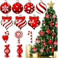 thumbnail image 1 of 24PCS Christmas Balls Candy Ornament,Red White Peppermint Candy Cane Decor for Xmas Tree, Lollipop Ornament Xmas Hanging Decorations Colorful Mint Wood Decorations Christmas Decorations,2Set, 1 of 7