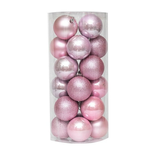 24PCS Christmas Pink Ball Ornaments Tree Decorations for Holiday Wedding Party