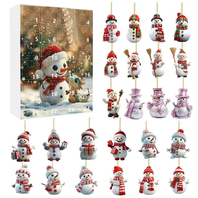 24PCS Christmas Snowman Advent Calendar 2024, Christmas Countdown