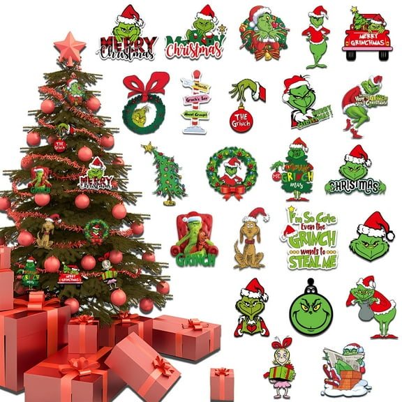 24PCS Christmas Tree Ornaments Decorations Xmas Hanging Ornaments Decorative, Kawaii Themed Party Hangers for Indoor Holiday Decor and Gift Ideas-as show