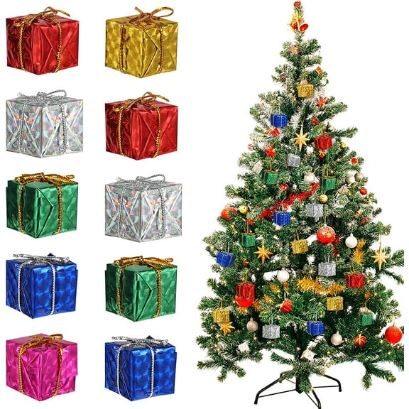 24PCS Christmas Tree Small Gift Boxes Hanging Decorations Ornaments Party Favors (Random Color)