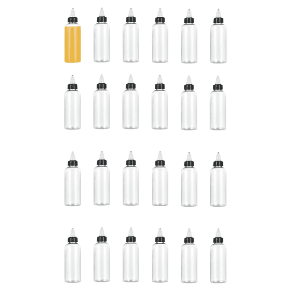 24PCS Clear Dispensing Bottles, 2oz Plastic Squeeze Bottles with Twist Top Caps Round Squeeze Bottles Empty Squirt Bottles for Oils Inks Liquids Crafts Kitchen