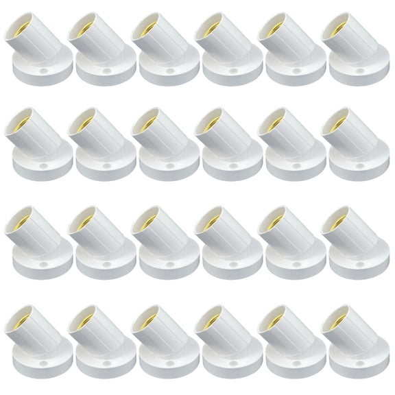 24PCS E27 Tilted Lamp Base 90 Degree Adjustment Angled Lamp Holder Wall Mounted Electrical Socket