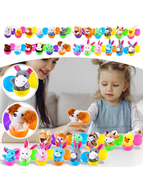 24PCS Easter Eggs Adorable Stuffed Animal Keychain Eggs - Great Easter Fillers for Boys & Girls