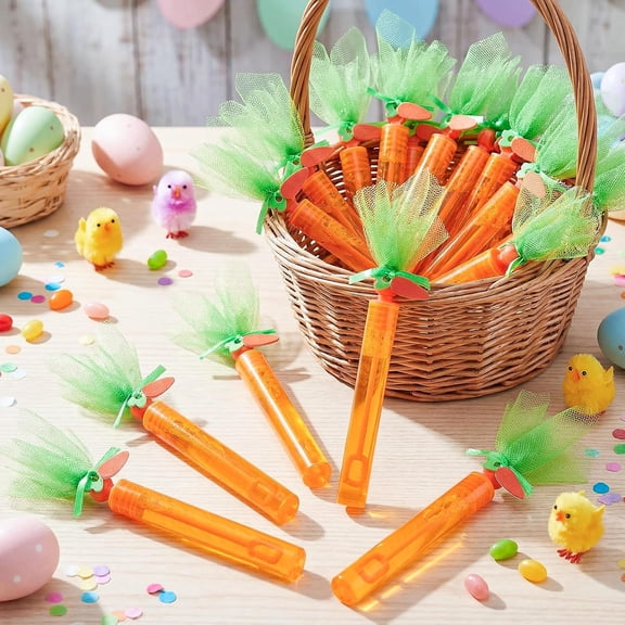 24PCS Easter Mini Carrot Bubble Wands Easter Egg Fillers Basket Stuffers Bubbles Bulk for Prizes Goodie Bag Stuffers Party Favors Outdoor (Dreamy)
