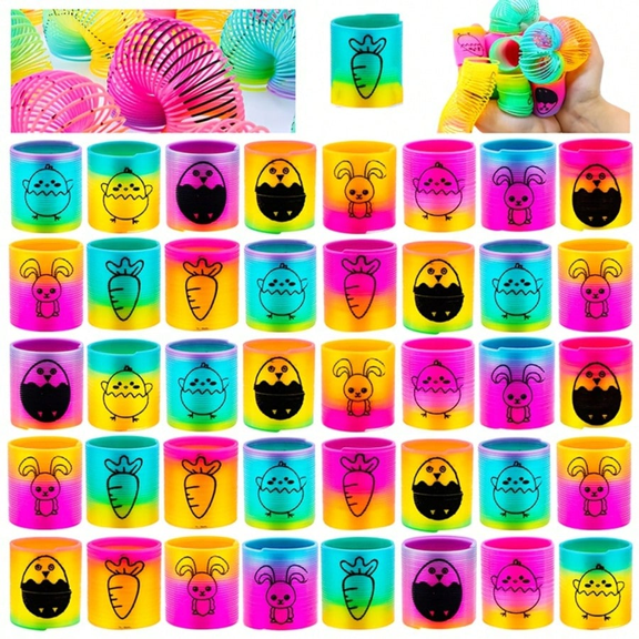 24PCS Easter Spring Toys, Easter Pattern Springs for Party Favors, Classroom Prizes, Easter Basket Fillers, Gift Bag Fillers, Assorted Varieties