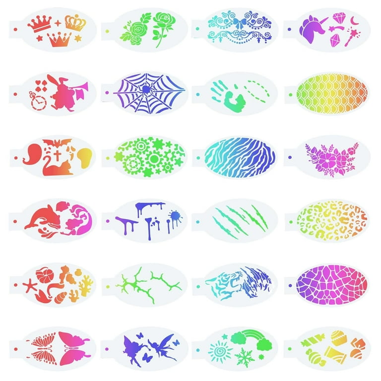 24PCS Face Paint Stencils Body Painting Template Fairy Characters Animal Print Butterfly Flower Candy Crown Pattern Reusable Soft Tattoo Stencils for Cosplay Party Body Makeup Art Painting - Walmart.com 24pcs-face-paint-stencils-body-painting-template-fairy-characters-animal-print-butterfly-flower-candy-crown-pattern-reusable-soft-tattoo-stencils-for-cosplay-party-body-makeup-art-painting-walmart-com