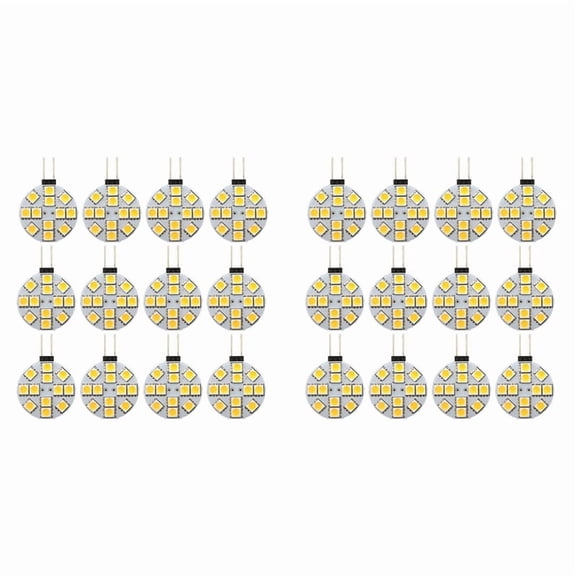 24PCS G4 Puck Lights LED Bulbs Side Pin Base Round G4 5050 12SMD LED RV Light Home Reading Light, Warm White