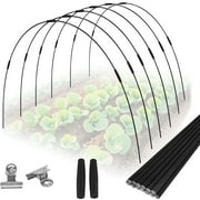 24PCS Garden Hoops Grow Tunnel Kit - 5FT Rust-Free Fiberglass Arches With Plastics Coating 6 Sets for Raised Beds, Plant Support, Shade Cloth Net, Insect Netting & Row Cover Protection