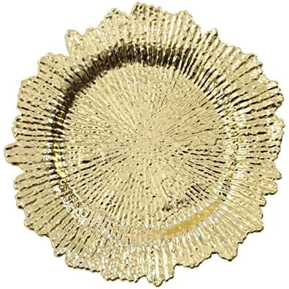 24PCS Gold Charger Plates Set, 13" Reusable Reef Serving Charger, ound Plastic Table Chargers for Wedding, Catering, Parties$$Home Decor, Kitchen, & Other