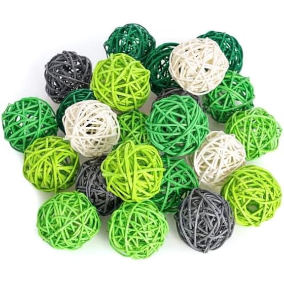 24PCS Green Decorative Balls for Bowl Centerpiece, 2 Inch Rattan Balls St. Patrick's Day Bowl Fillers Decor, Wicker Twig Orbs Spheres, Home Vase Table Decor
