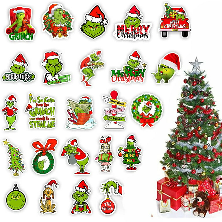 24pcs Grinch Christmas Tree Ornaments Decorations, Green Hanging Accessories Charms Decorative Xmas Merchandise Gift Ideas Holiday Decor Christmas