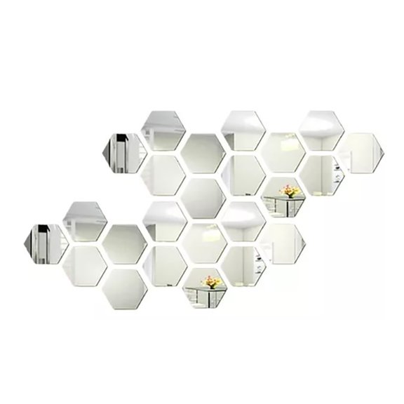 24PCS Hexagon Mirror Wall Stickers Acrylic Sticker Decoration for Home Living Room Bedroom Decor