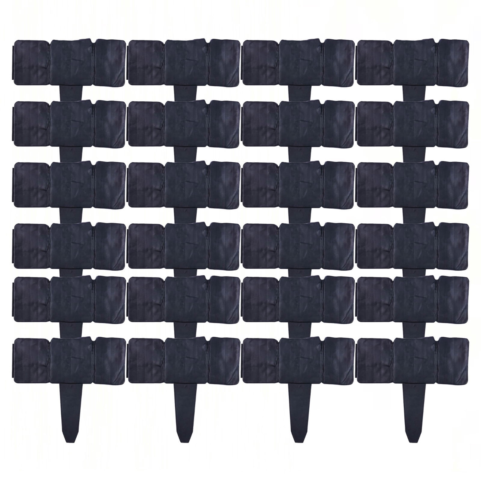 24PCS Imitation Stone Garden Fence Plastic Retaining Edging Border, Stone Look Landscape Decor Connecting Decorative Panels, Flower Bed Path Lawn Outdoor Picket Yard Grass Edge
