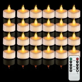 24PCS LED Tealight Candles with Remote Timer, Battery Operated Flameless Tea Light Candles, Fake Flickering Votive Candles for Home Centerpiece Table, Anniversary, Party, Halloween, Ramadan Decor