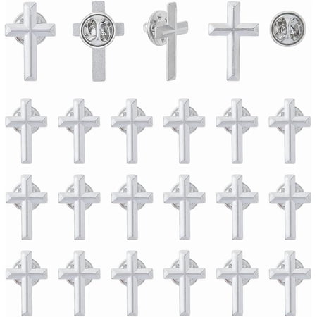 24PCS Lapel Pins Alloy Brooches Chaplain Corss Brooch 0.98x0.63inch Memorial Pins Funeral Church Pray Public Event Lapel Pin Bulk