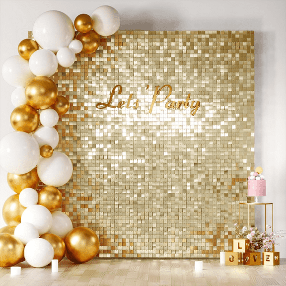 24pcs Light Gold Sequin Shimmer Wall Panels Baby Shower Birthday Backdrop