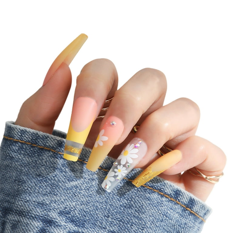 Yellow long nails deals