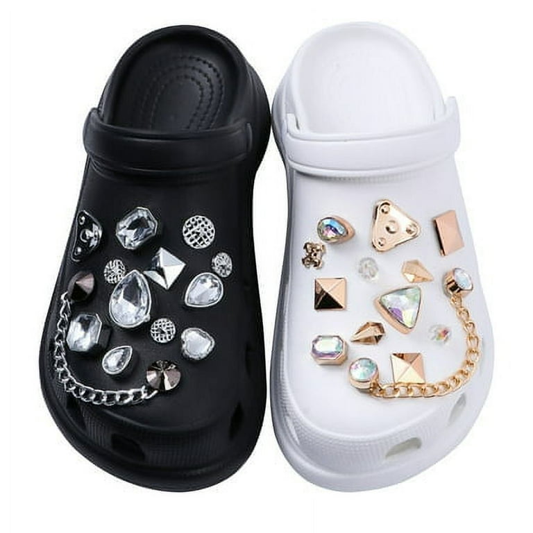 Bling Charms for Croc Sandals Decoration,Silver Shoe Charms Pack with  Buttons, Jewels Shoe Decoration, Luxury Accessories for Women Girls Party  Favors