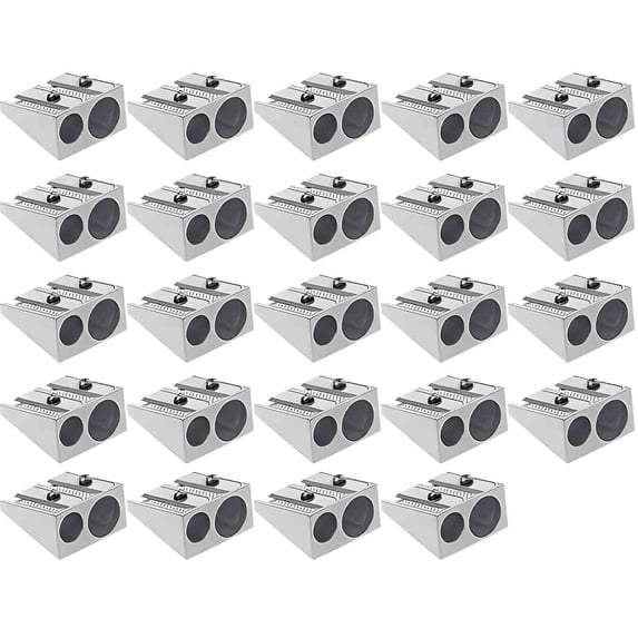 24PCS Magnesium Pencil Sharpener Survival, Metal Pencil Sharpener Magnesium, 2-Hole Pencil Sharpener Magnesium Alloy Wedge Profile