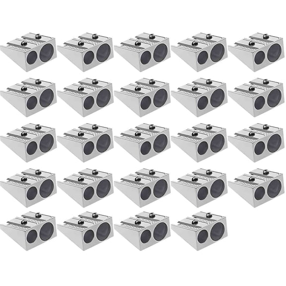 24PCS Magnesium Pencil Sharpener Survival, Metal Pencil Sharpener Magnesium, 2-Hole Pencil Sharpener Magnesium Alloy Wedge Profile