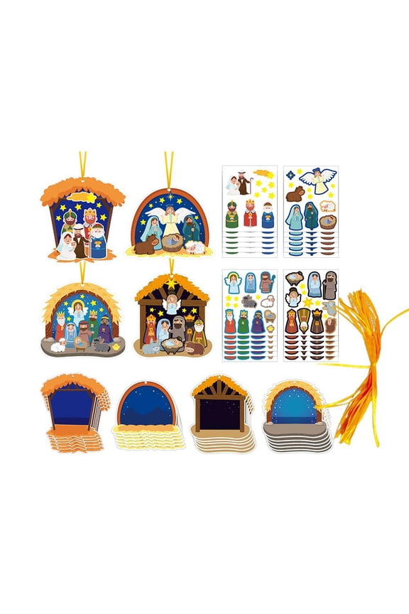 Craft Nativity Craft Sticker - 24pcs Make a Scene Stickers Christmas Crafts Kits DIY Set for Sunday School Classroom Religious Christian Xmas Party Game Favor Gifts