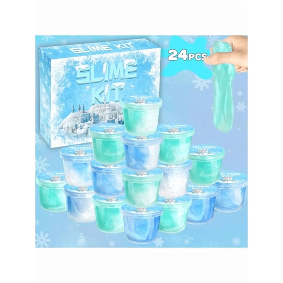 24PCS Slime, Party Favors, Ice Slime Cup, Snowflake Putty Toy,  Christmas/Easter/Birthday Goodie Bag Stuffer, Classroom Reward, Stretchy Non-Sticky Stress Relief