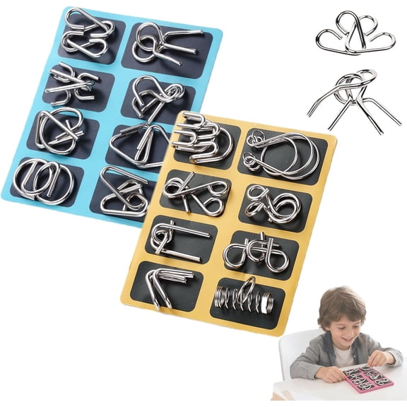 24PCS Metal Puzzle Solving, 3D Brain Teaser Puzzles for Adults & Kids, Metals Puzzles Brain Teasers, Logic Toys for Kids Teens Adults