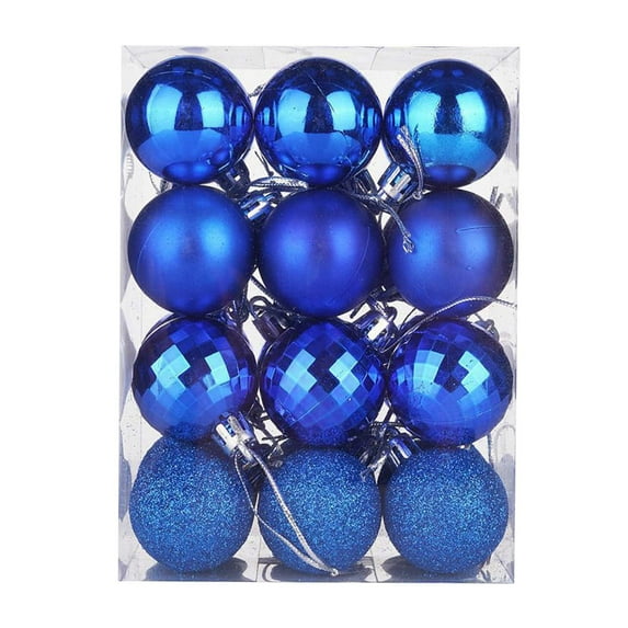 24PCS Mini Blue Christmas Ornaments - Matte Shatterproof Xmas Tree Balls for Holiday, Halloween & Party Decorations