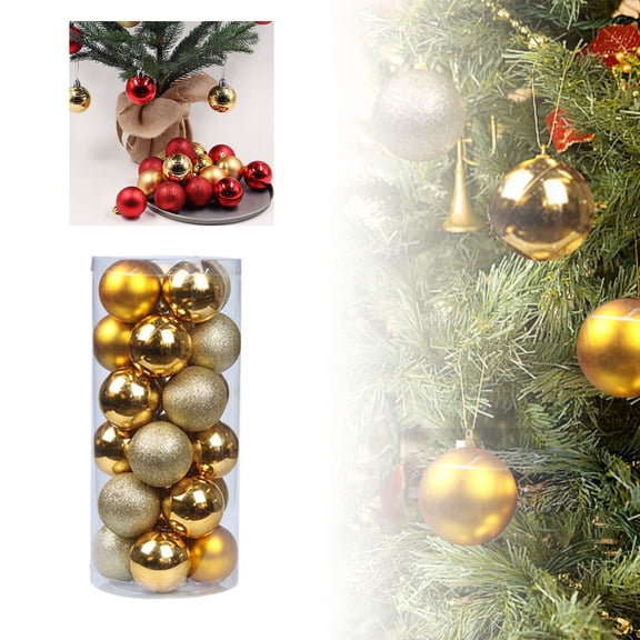 24PCS Mini Christmas Ball Ornaments - 1.2" Shatterproof Hanging Decorations for Xmas Tree, Holiday & Party Decor (Red/Green/Gold)