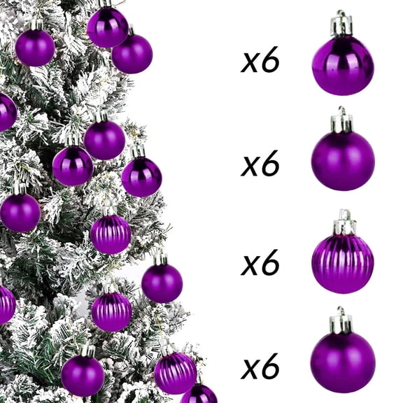 24PCS Mini Christmas Ball Ornaments, Xmas Tree Decorations with Hanging Loops, 1.18" Small Baubles for Xmas Holiday Party Wedding Home Decor