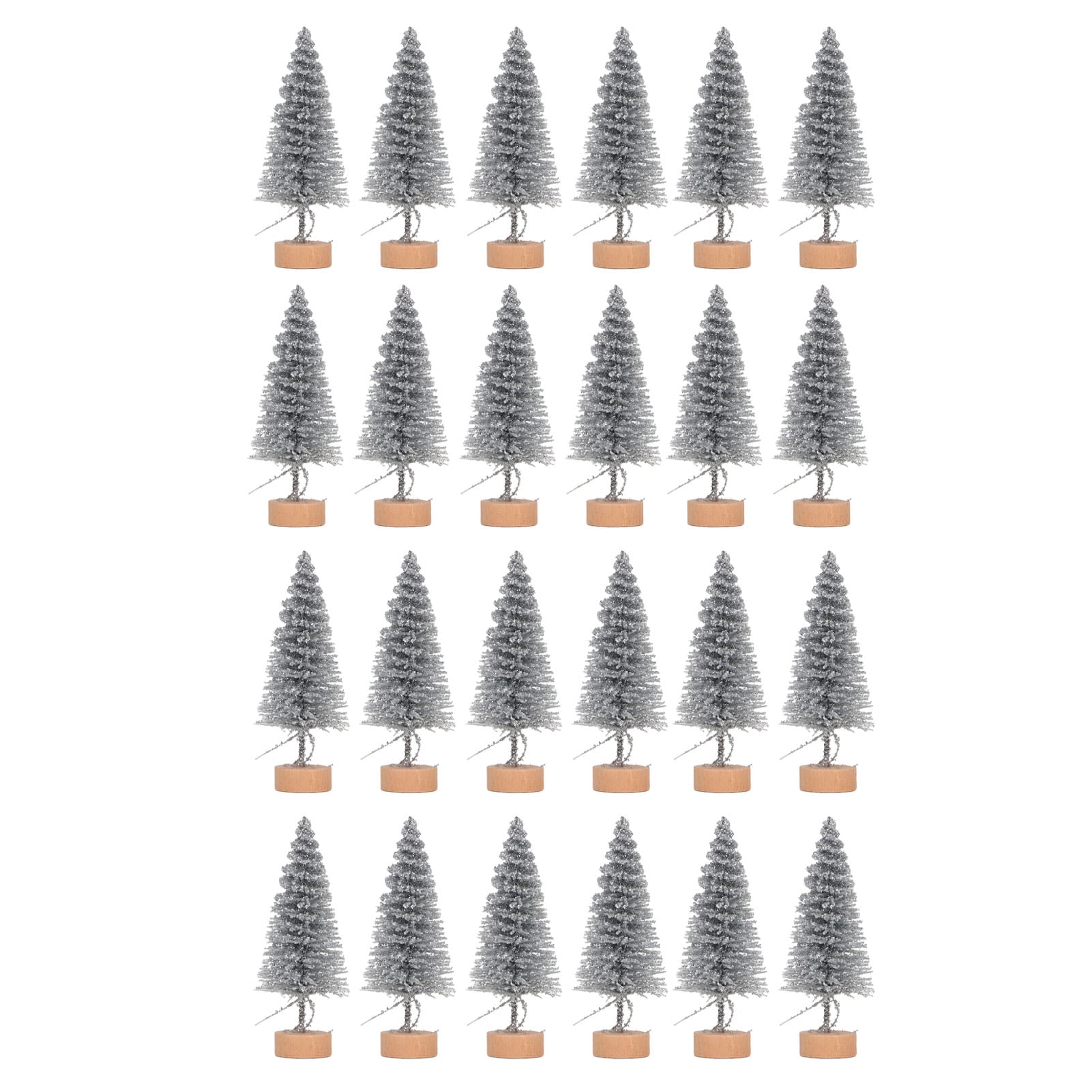 24PCS Mini Christmas Tree Artificial Christmas Tree with Wooden Base ...