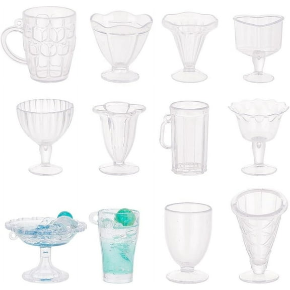 24PCS Mini Cups Keychain Kit Epoxy Resin Casting Kit Dollhouse Miniature Pendant Charms Keychain Pendants for Key Chian DIY and Earring Making Clear